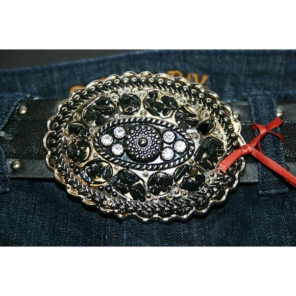 St John's Bay jeans womens 12 Fashion bootcut belt average 31 x 32 blue new - Picture 6 of 11